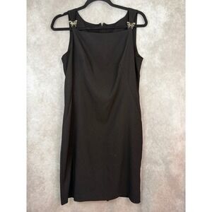 VTG 90s Y2K CDC Caren Desiree Black Butterfly Embellished Square Neck Size 8